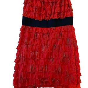 Elegant Red Ruffle Strapless mini Dress